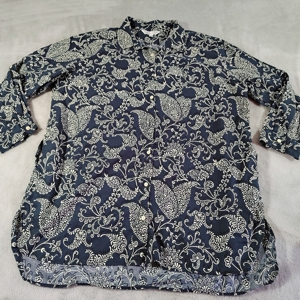 Alexander Del Rossa Nightshirt XL Black Floral Long Sleeve Lightweight Soft